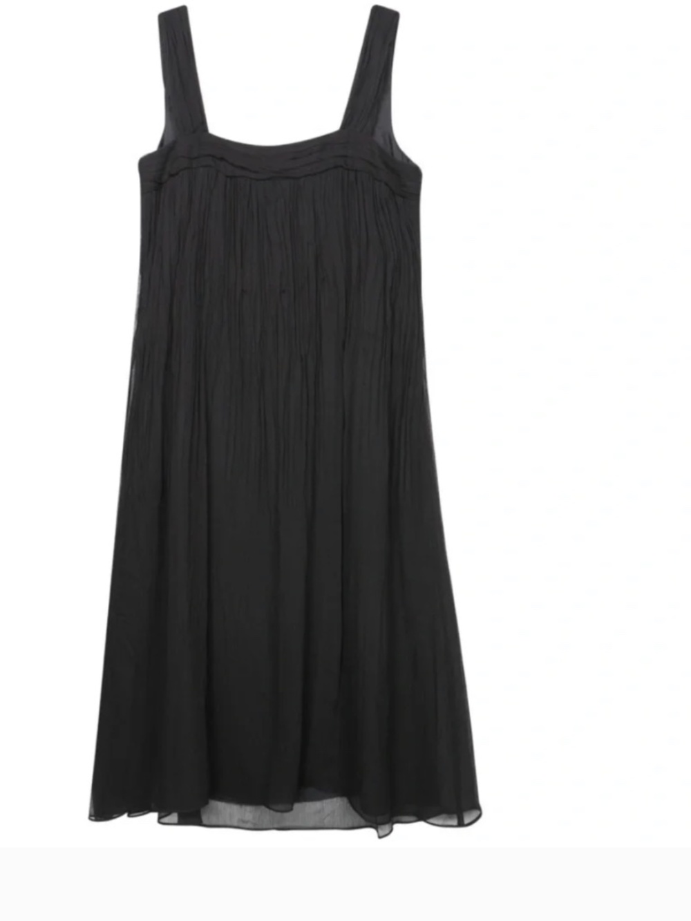 Eileen Fisher 100% Silk a Lightweight Crinkle Chiffon Dress Black Size MP